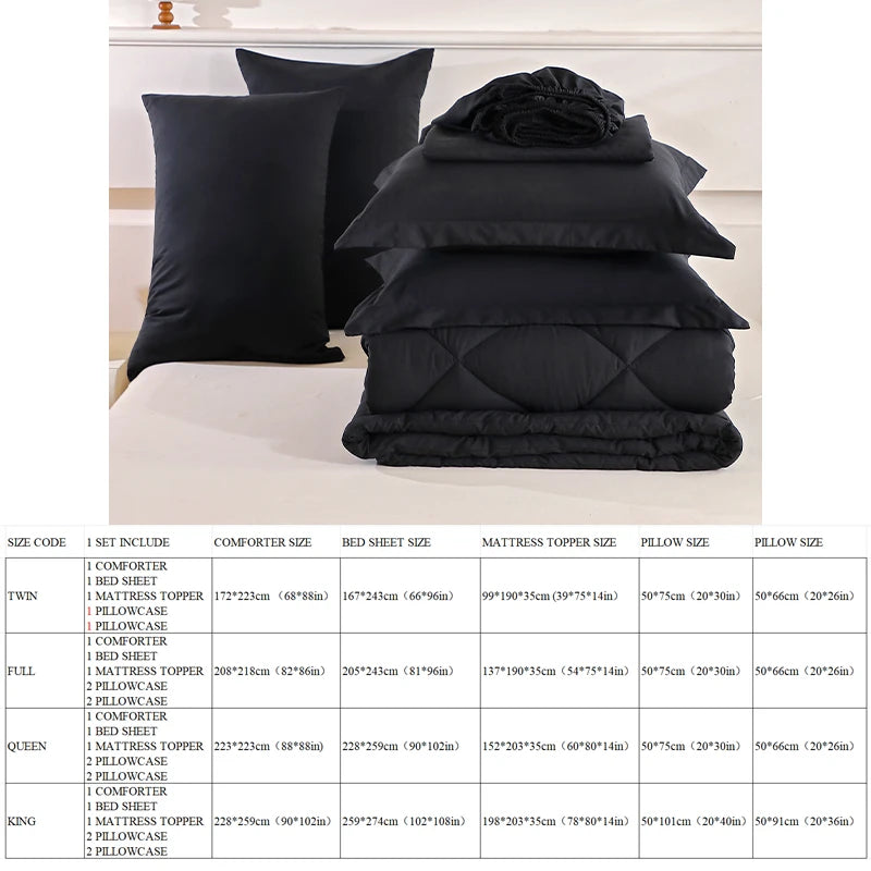 7-Piece Mattress Topper Comforter and Pillowcases Flat Sheet Set Premium Bedding for Comfort and Relaxation
