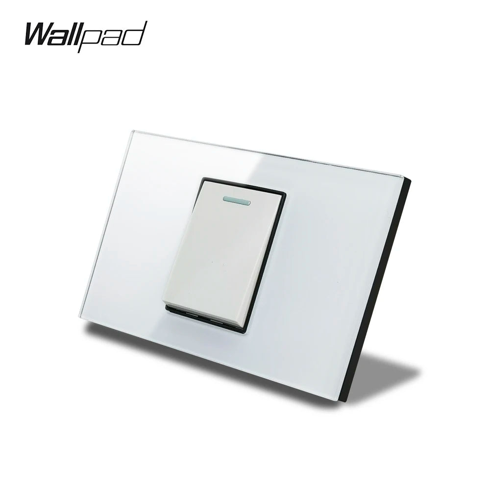 1 Gang AU US Push Button On Off Wall Switch Wallpad L3 White Glass Panel 118*75mm 1 2 Way Double Control Light Switch Plate 3M