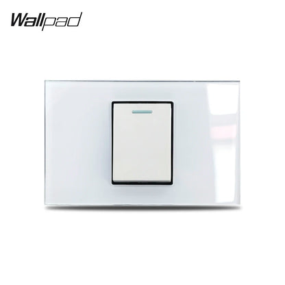 1 Gang AU US Push Button On Off Wall Switch Wallpad L3 White Glass Panel 118*75mm 1 2 Way Double Control Light Switch Plate 3M