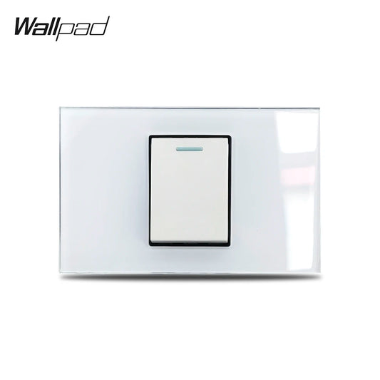 1 Gang AU US Push Button On Off Wall Switch Wallpad L3 White Glass Panel 118*75mm 1 2 Way Double Control Light Switch Plate 3M