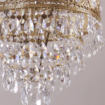 Modern Luxury Crystal Ceiling Lighting Medieval Palace Home Decor Living Dining Room Hotel LED Crown Gold Hang Light Chandelier