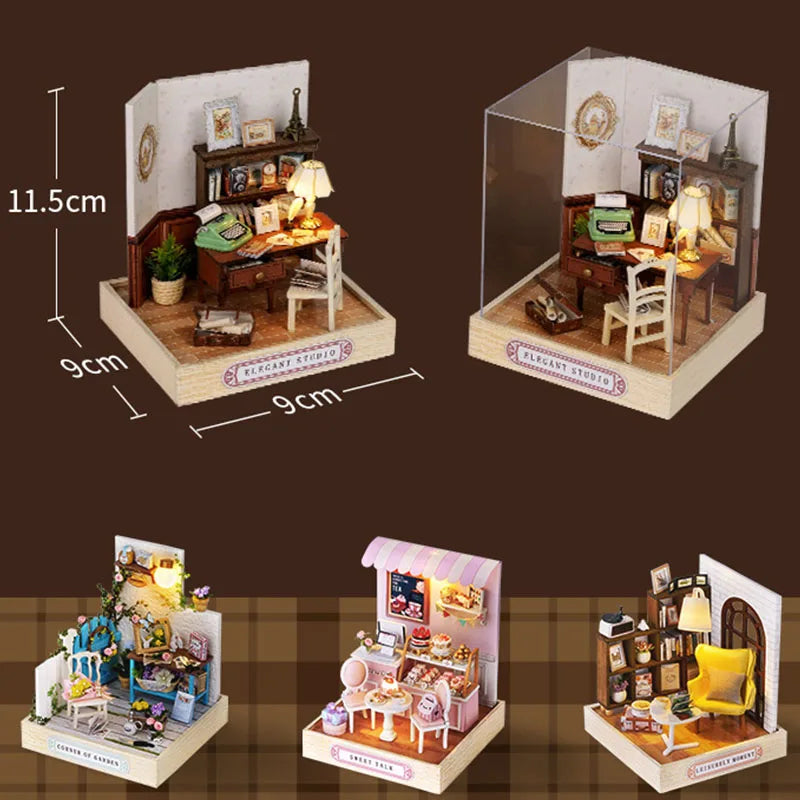 Kids Wooden Miniature Dollhouses Kit Gift Toys Roombox Doll House Furniture Box Theatre Toy For Children Birthday