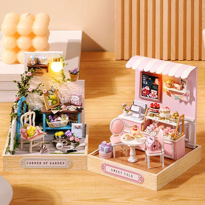 Kids Wooden Miniature Dollhouses Kit Gift Toys Roombox Doll House Furniture Box Theatre Toy For Children Birthday