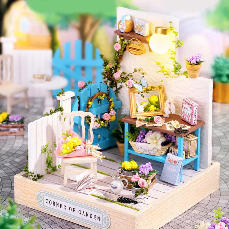 Kids Wooden Miniature Dollhouses Kit Gift Toys Roombox Doll House Furniture Box Theatre Toy For Children Birthday