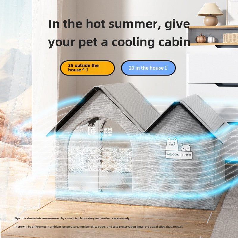 Cute Tail Cat Air-conditioning Room Cooling Artifact Cool Sense Summer Cat Nest Dog Closed Pet Bed Sleeping Nest Pet House