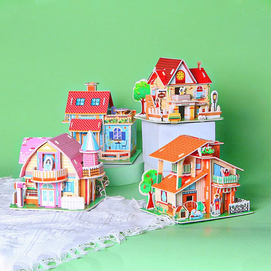 3D JigSaw Puzzle House Model DIY Kit For Kids Educational Assembly Toy Creative Home Decor Gifts