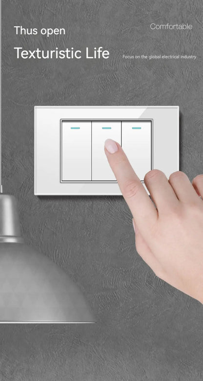 118 type black and white gray PC glass panel, USA, Mexico, Canada Led keyboard wall lamp switch 1/2/3/4Gang, home, hotel, office