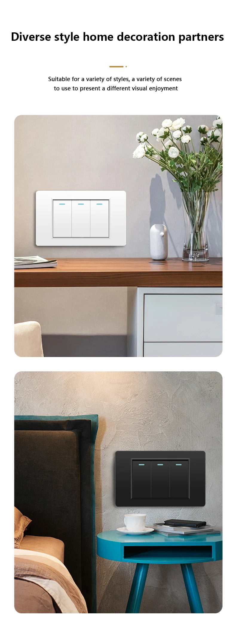 118 Type Brazil Korea AU US Standard Wall Light Switch 16A PC Panel Power ON OFF 1/2/3/4/Gang 2Way Push Rocker Button Switch