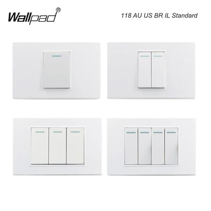 118 PC 1 2 3 4 Gang Push On Off 2 3 Way Wall Switch Wallpad White Fireproof Plastic Panel US Brazil IT IL EU Light Interruptor