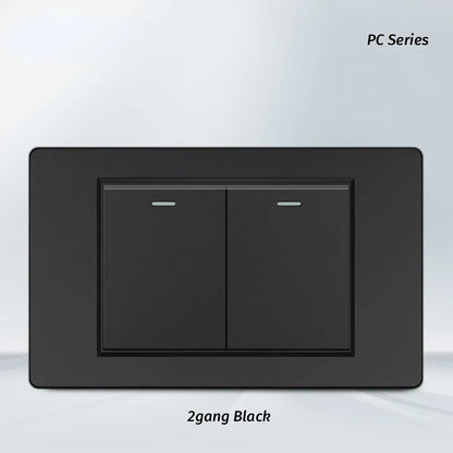 Melery 1/2/3gang 1way 2way Black PC Panel Brazil USA Italy Mexico 250V 16A Standard 118mm light Wall Switch On Off Push Button