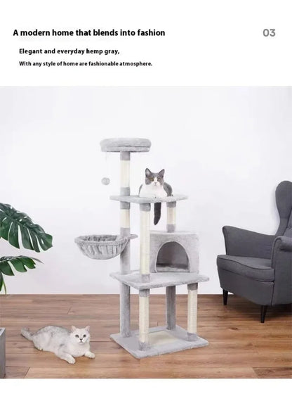 Multi-layer At Tree and Tower for Indoor Cats with Sisal-Covered Scratching Posts Spacious Hammock Padded Perches and Condos