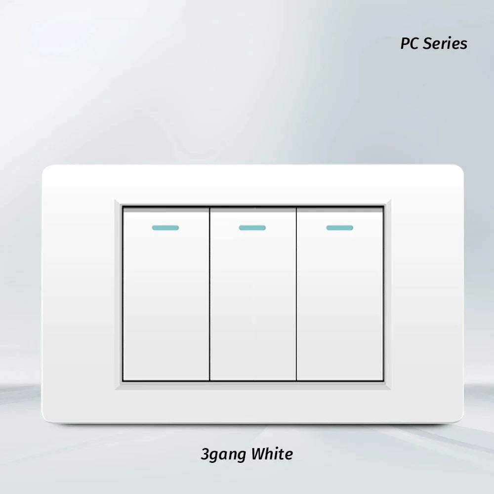 Shawader White Black Gray 16A 118*72 US Brazil Italy Light Switch,PC Panel 1/2/3gang 1/2way Switch on Off,Wall Electrical Outlet