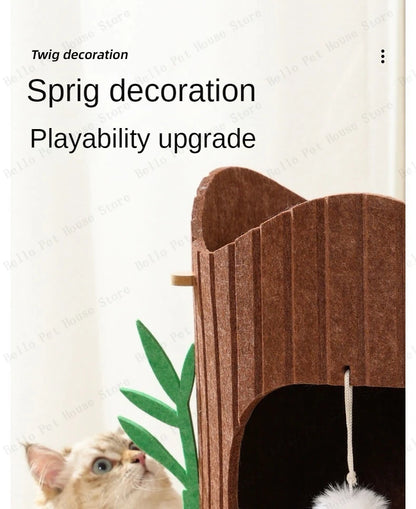 Multi-layer Tree Stump Cat Climbing Frame Small Sisal Bucket Felt Cat Nest Scratch-resistant Sisal Cat Tree Pet Toys