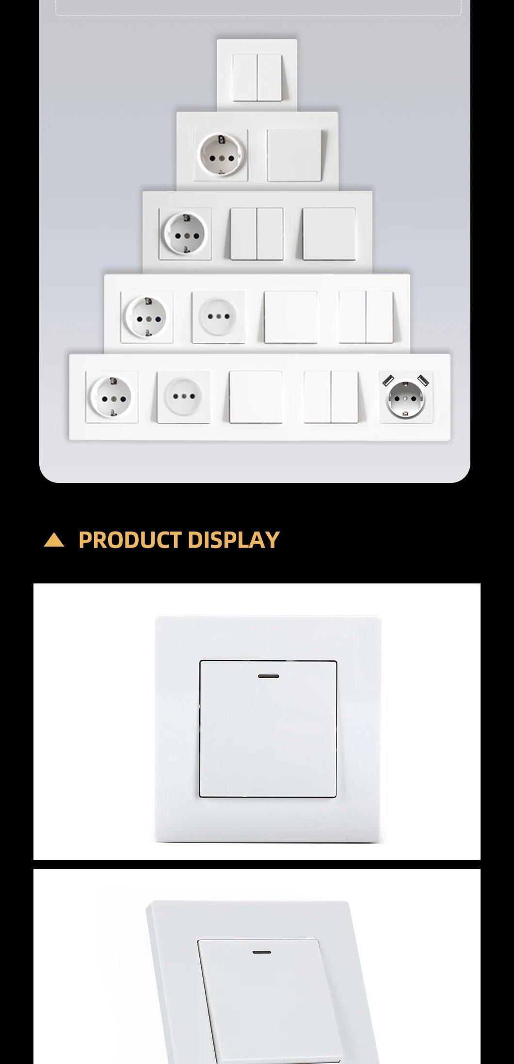 European standard 86*86mm rocker switch PC panel LED light switch One switch single control double control wall switch CE Rohs