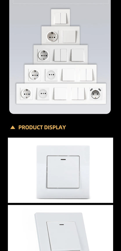European standard 86*86mm rocker switch PC panel LED light switch One switch single control double control wall switch CE Rohs