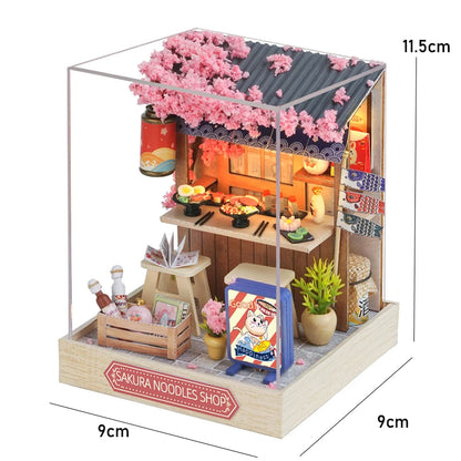 Kitten Mini Wooden Doll House Model Building Kits Toy Home Kit Creative Room Bedroom Decoration with Furniture For Birthday Gift