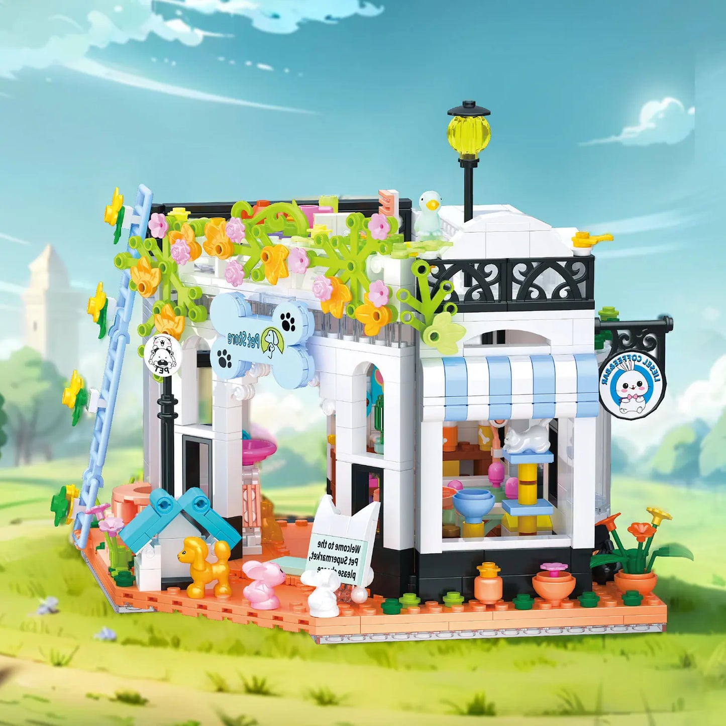 Pet Dog Cat House Building Block Kids Toy Mini Bricks Diy Assembly Games Moc Plastic Model Home Decoration Party Favors Gift
