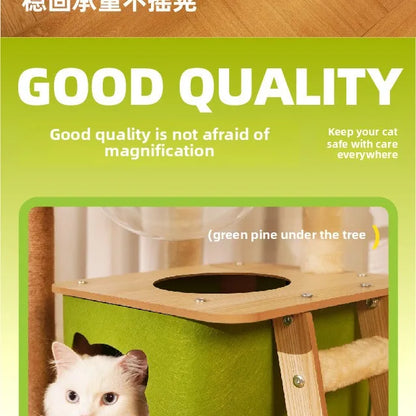 Cat climbing frame  nest  tree integrated  box  scratching column multi- jumping platform large space capsule