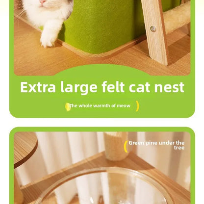Cat climbing frame  nest  tree integrated  box  scratching column multi- jumping platform large space capsule