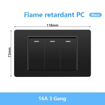 118 Type Brazil Korea AU US Standard Wall Light Switch 16A PC Panel Power ON OFF 1/2/3/4/Gang 2Way Push Rocker Button Switch