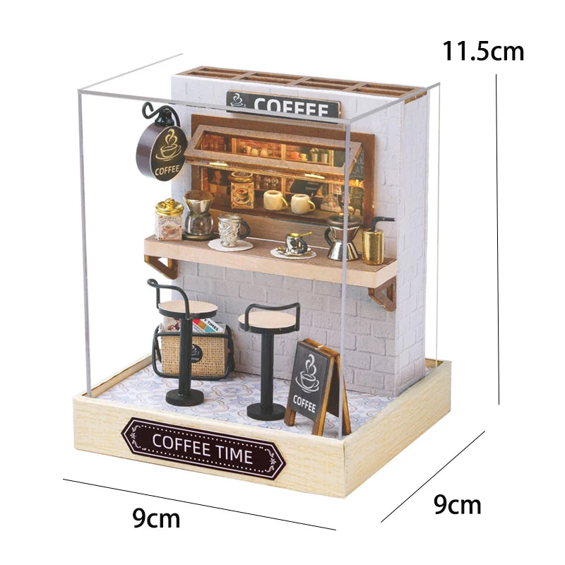 Kitten Mini Wooden Doll House Model Building Kits Toy Home Kit Creative Room Bedroom Decoration with Furniture For Birthday Gift