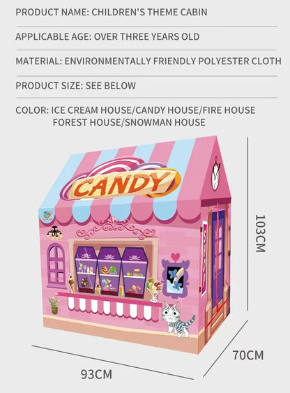 Kids Play House Game Tent Toys Dinosaur Pink Ice Cream Boy Girl Princess Castle Portable Indoor Outdoor Children Play Tent House