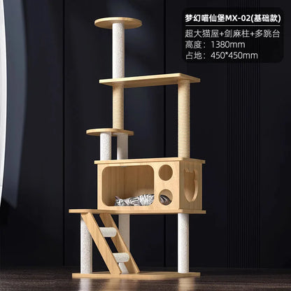 Cat climbing frame  nest  tree integrated  box  scratching column multi- jumping platform large space capsule