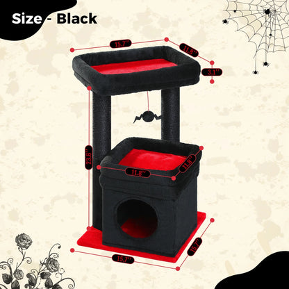 Cat Tree Cat Tower for Indoor Cats with Private Cozy Cat Condo Natural Sisal Scratching Posts and Plush Pom-pom for Small Cats