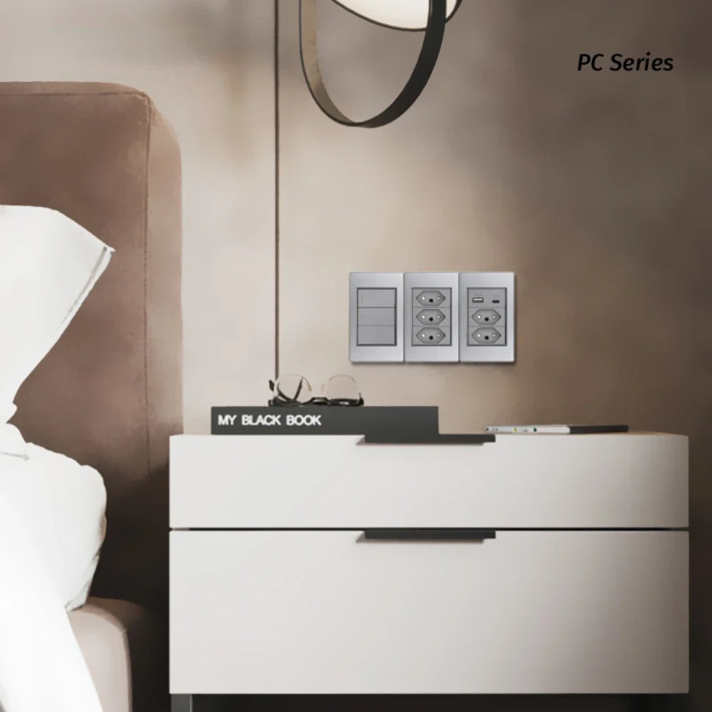 Shawader White Black Gray 16A 118*72 US Brazil Italy Light Switch,PC Panel 1/2/3gang 1/2way Switch on Off,Wall Electrical Outlet