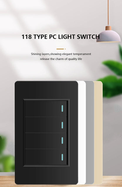 118 Type Brazil Korea AU US Standard Wall Light Switch 16A PC Panel Power ON OFF 1/2/3/4/Gang 2Way Push Rocker Button Switch