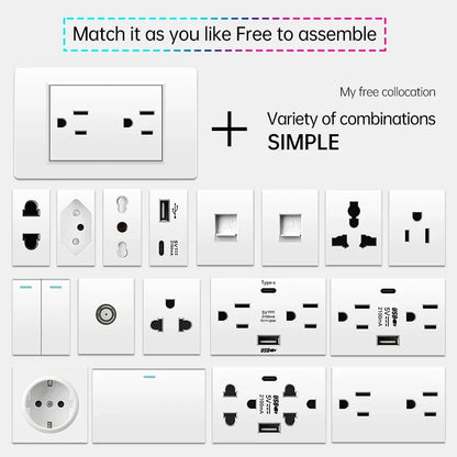 Melery 1/2/3gang 1way 2way Black PC Panel Brazil USA Italy Mexico 250V 16A Standard 118mm light Wall Switch On Off Push Button