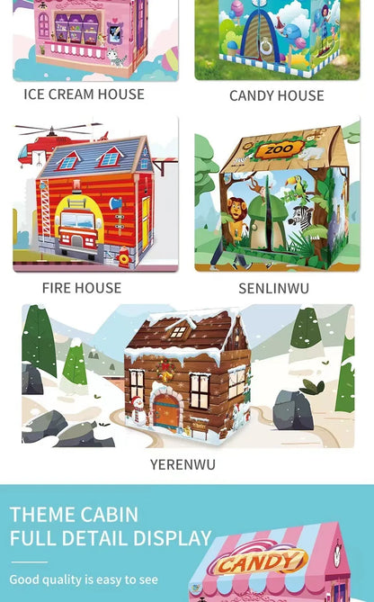 Kids Play House Game Tent Toys Dinosaur Pink Ice Cream Boy Girl Princess Castle Portable Indoor Outdoor Children Play Tent House