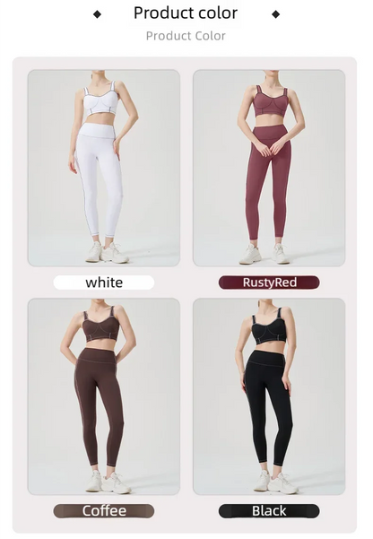 Yoga wear, a high-end sports solid-color high-elastic tight high-intensity sports set, women's fitness clothes suitable for gym