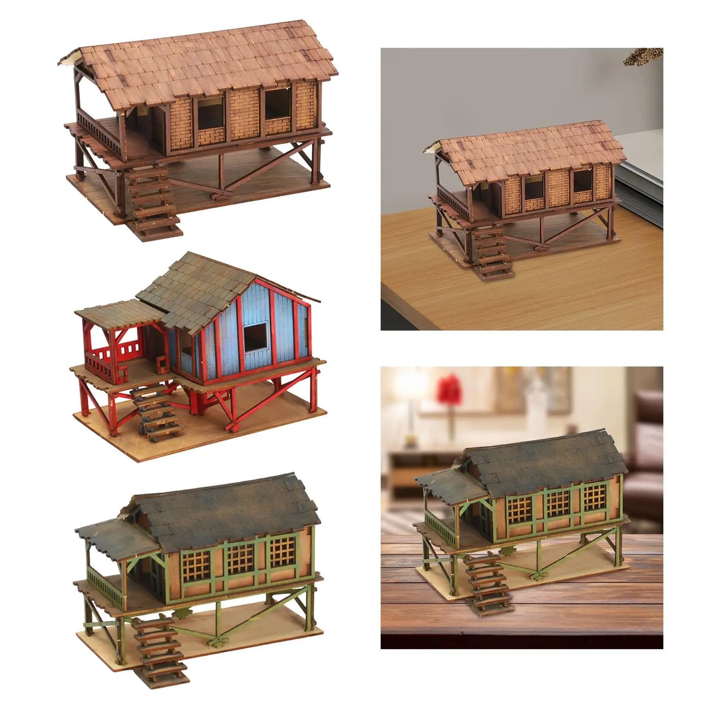 Wooden Model Kits House, 1/72 Building Model House Miniature House, 1/72 House Model Kits DIY Scene Layout, Scenery Layout