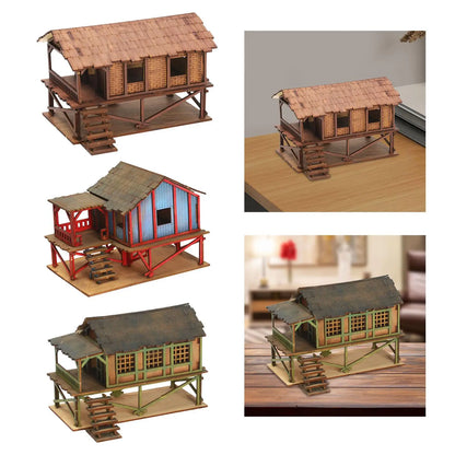 Wooden Model Kits House, 1/72 Building Model House Miniature House, 1/72 House Model Kits DIY Scene Layout, Scenery Layout