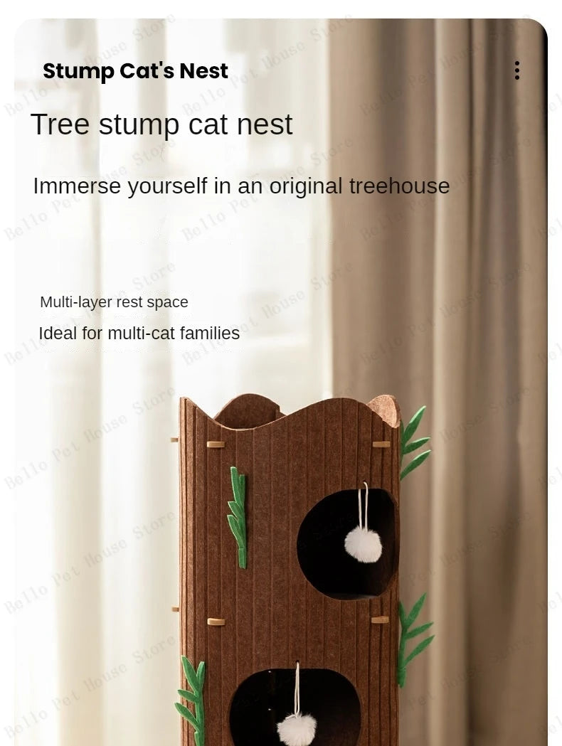 Multi-layer Tree Stump Cat Climbing Frame Small Sisal Bucket Felt Cat Nest Scratch-resistant Sisal Cat Tree Pet Toys