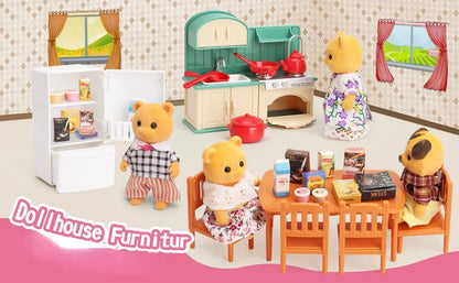 Dollhouse Furniture Set for Kids Toys Miniature Doll House Accessories Pretend Play Toys for Boys Girls & Toddlers with Kitchen