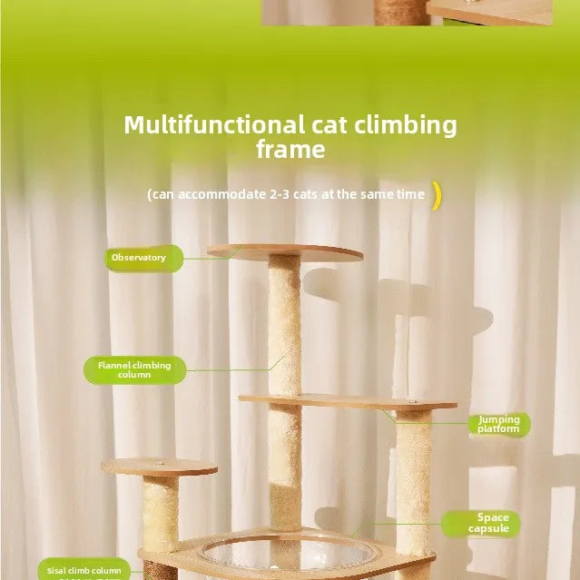 Cat climbing frame  nest  tree integrated  box  scratching column multi- jumping platform large space capsule