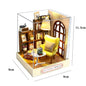 Kitten Mini Wooden Doll House Model Building Kits Toy Home Kit Creative Room Bedroom Decoration with Furniture For Birthday Gift