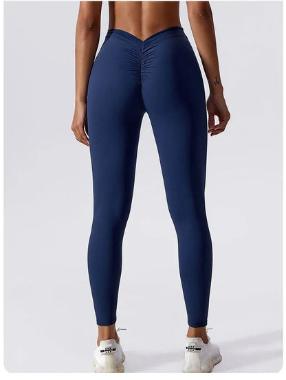 Yoga Pants Back V-Waist Fitness Hip Lift Honey Peach Hip Sports Tights No Awkwardness Thread Warp Hip Long Pants