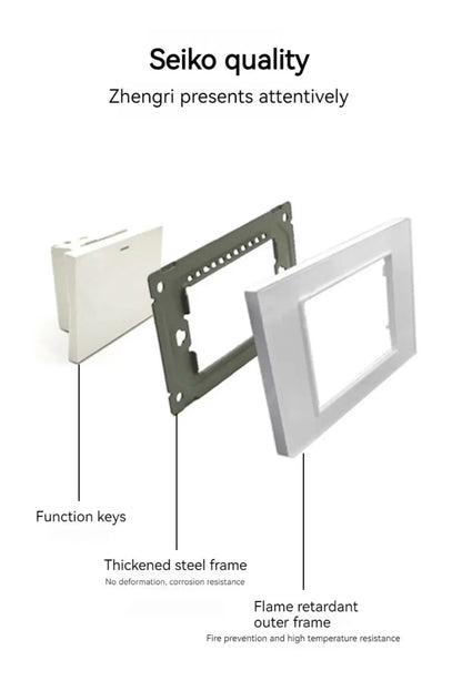 118 type black and white gray PC glass panel, USA, Mexico, Canada Led keyboard wall lamp switch 1/2/3/4Gang, home, hotel, office