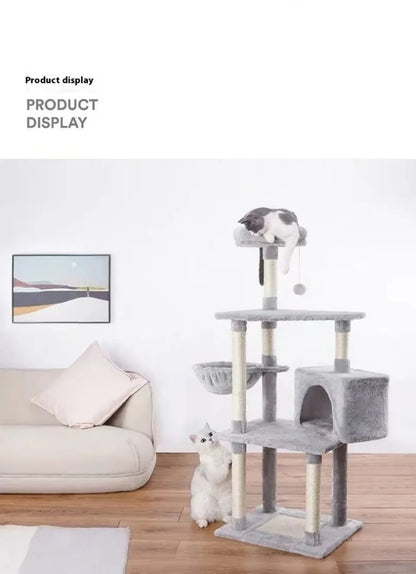 Multi-layer At Tree and Tower for Indoor Cats with Sisal-Covered Scratching Posts Spacious Hammock Padded Perches and Condos