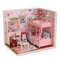Kitten Mini Wooden Doll House Model Building Kits Toy Home Kit Creative Room Bedroom Decoration with Furniture For Birthday Gift