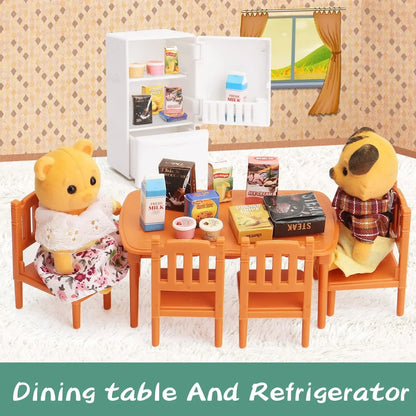 Dollhouse Furniture Set for Kids Toys Miniature Doll House Accessories Pretend Play Toys for Boys Girls & Toddlers with Kitchen