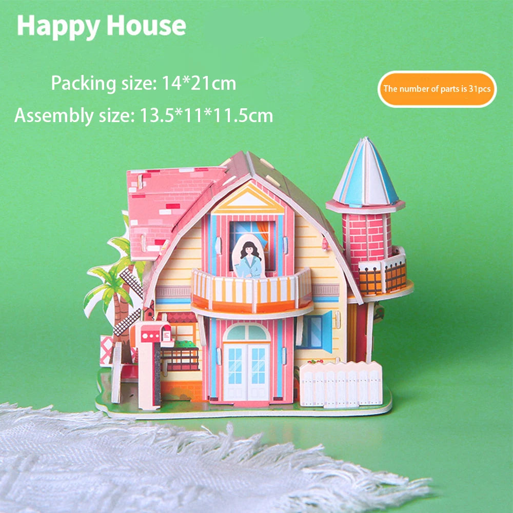 3D JigSaw Puzzle House Model DIY Kit For Kids Educational Assembly Toy Creative Home Decor Gifts