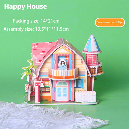 3D JigSaw Puzzle House Model DIY Kit For Kids Educational Assembly Toy Creative Home Decor Gifts
