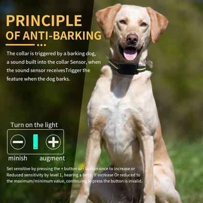 Dog Auto Anti-Bark Collar USB Rechargeable Training Collars Safety Static Shock Humane Electric Anti Bark Collars Pet Supplies