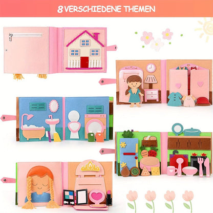 Children  Busy Board Intelligence Learning Toy Set Pink House Edition Preschool Learning Activities Including Life Skills