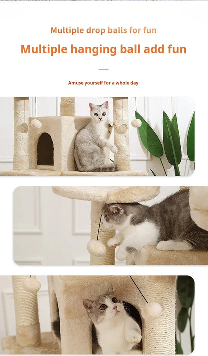 174cm Tower for Indoor Cats and Large Cat Tree With Sisal-Covered Scratching Posts Spacious Hammock Padded Perches and Condos