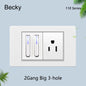 118 type black and white gray PC glass panel, USA, Mexico, Canada Led keyboard wall lamp switch 1/2/3/4Gang, home, hotel, office